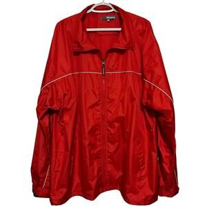 Kenpo Men's Red Front‎ Zip Windbreaker/Rain Coat Mesh Lining Size XXL